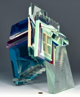 Appraisal: Jon M Wolfe Glass Sculpture Jon M Wolfe American b