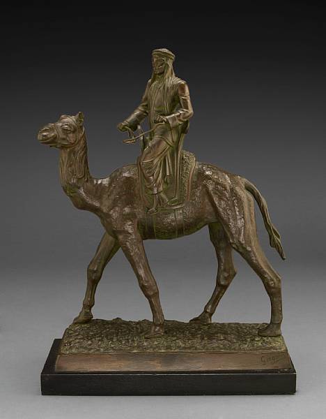 Appraisal: A French patinated bronze figure of an Arab on a