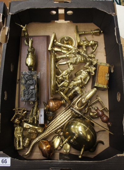 Appraisal: A collection of brassware to include various figures of miners