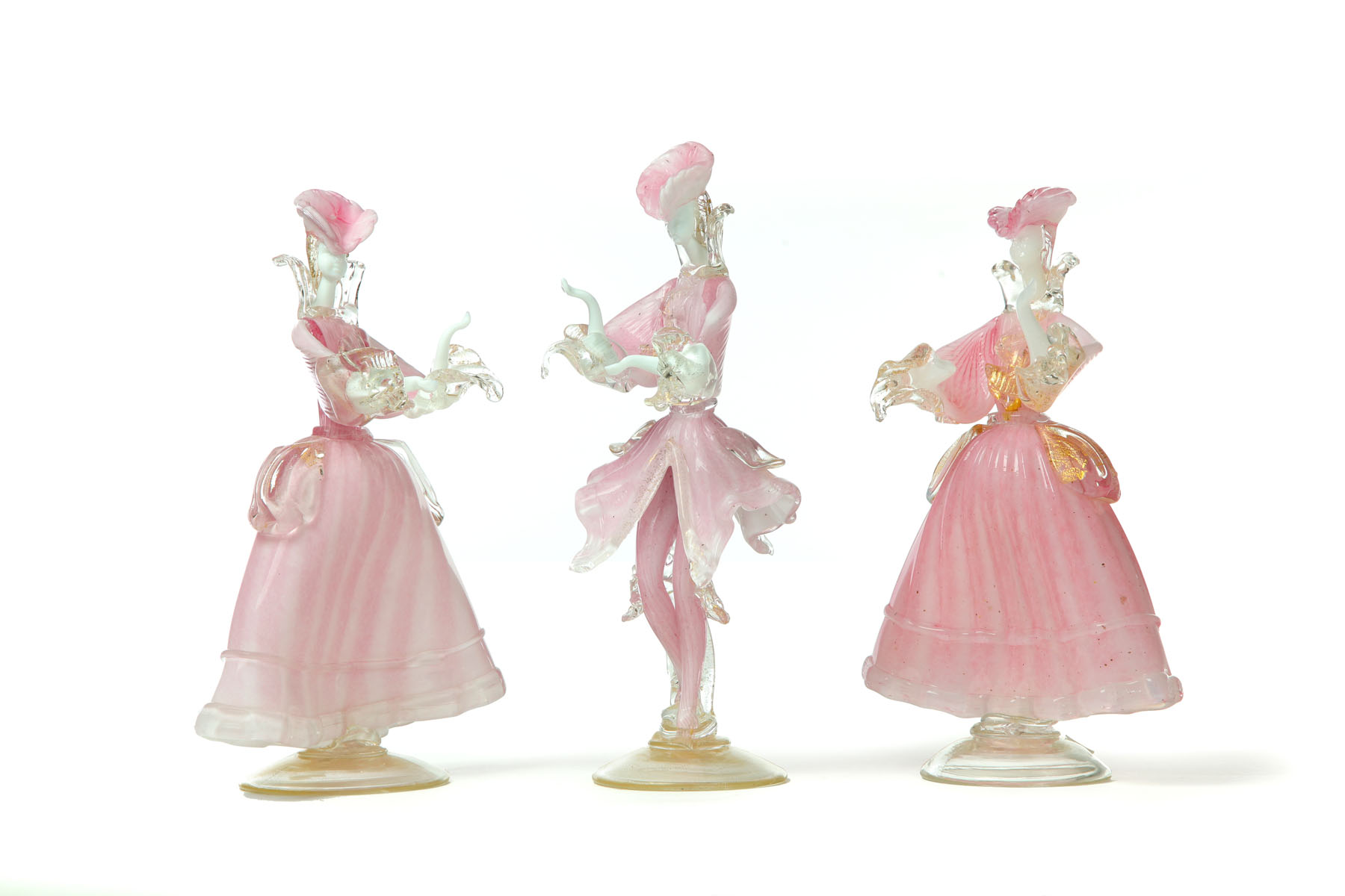 Appraisal: THREE MURANO GLASS FIGURES Italy th century Three dancers in