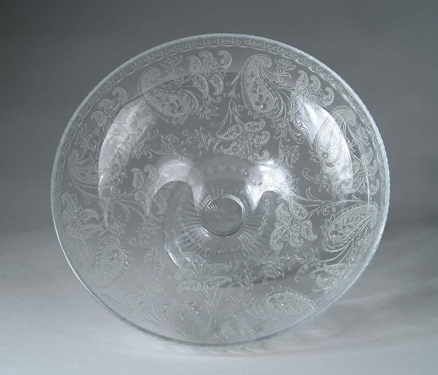 Appraisal: ACID CUTBACK ART GLASS BOWL Paisley and floral allover decoration