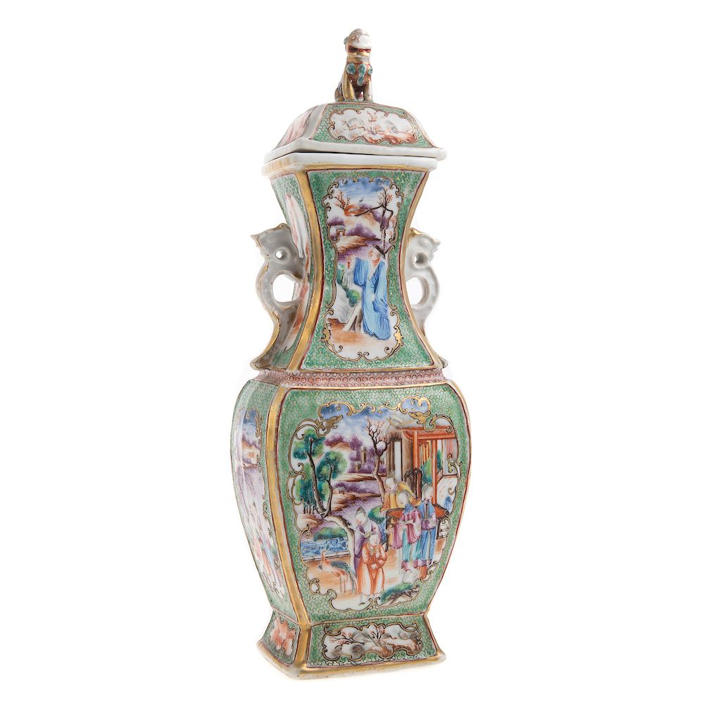 Appraisal: Chinese Export Mandarin Palette covered vase circa six overglazed enamel