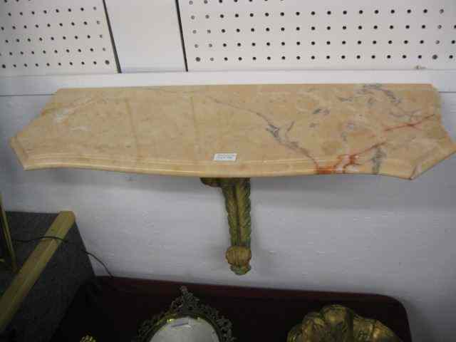 Appraisal: Marble Top Wall Shelf carved painted bracket '' x ''