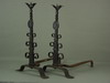 Appraisal: ANDIRONS - PAIR OF ARTS AND CRAFTS WROUGHT IRON ANDIRONS