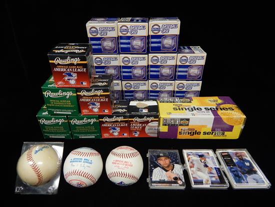 Appraisal: BASEBALL MEMORABILIA including balls cards and supplies twenty-four pieces eleven