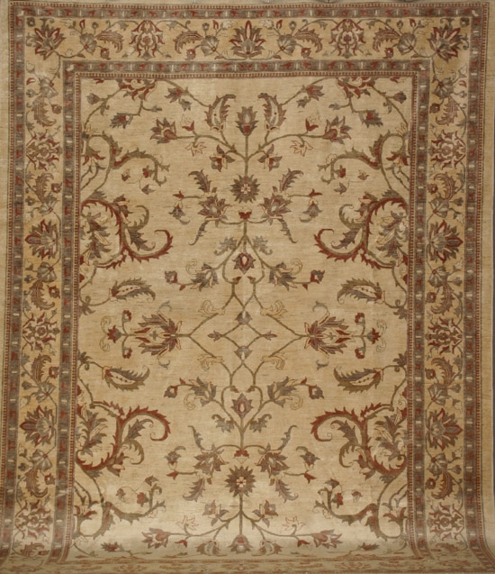 Appraisal: Oushak Rug Post Beige ground with palmette and floral spray