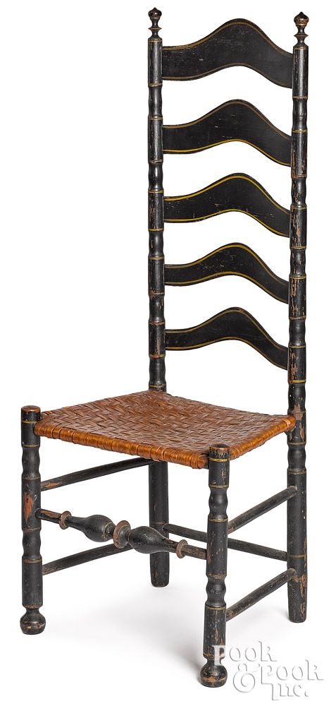 Appraisal: Delaware Valley five-slat ladderback side chair Delaware Valley painted five-slat