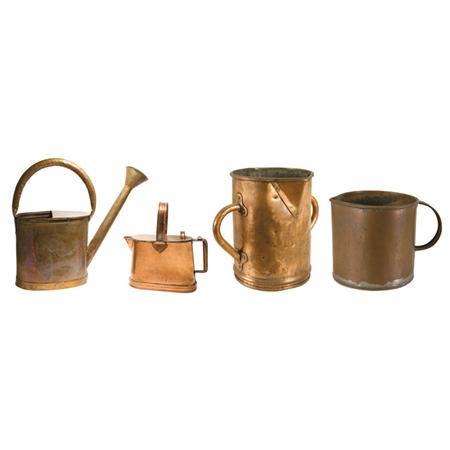 Appraisal: Group of Four Copper Watering Cans and Jugs Estimate nbsp