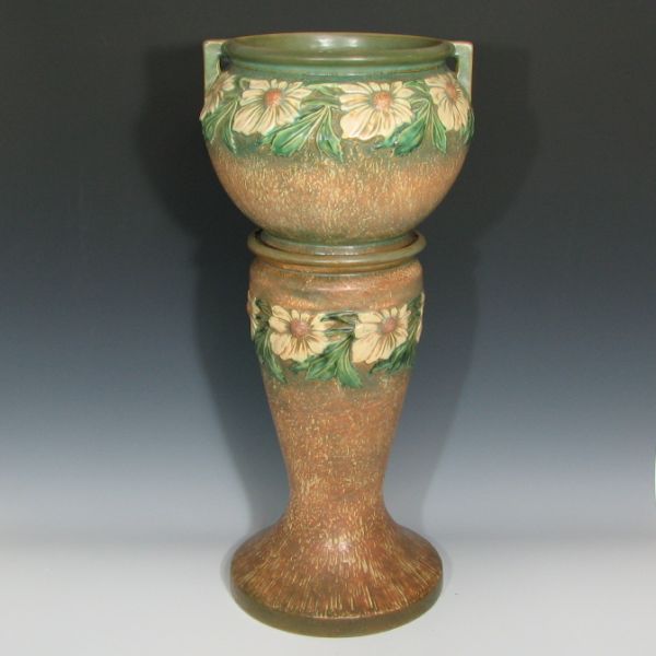 Appraisal: Roseville Dahlrose - jardiniere and pedestal Unmarked There is a