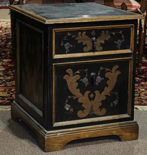 Appraisal: French Empire style file cabinet having gilt and polychrome decorated