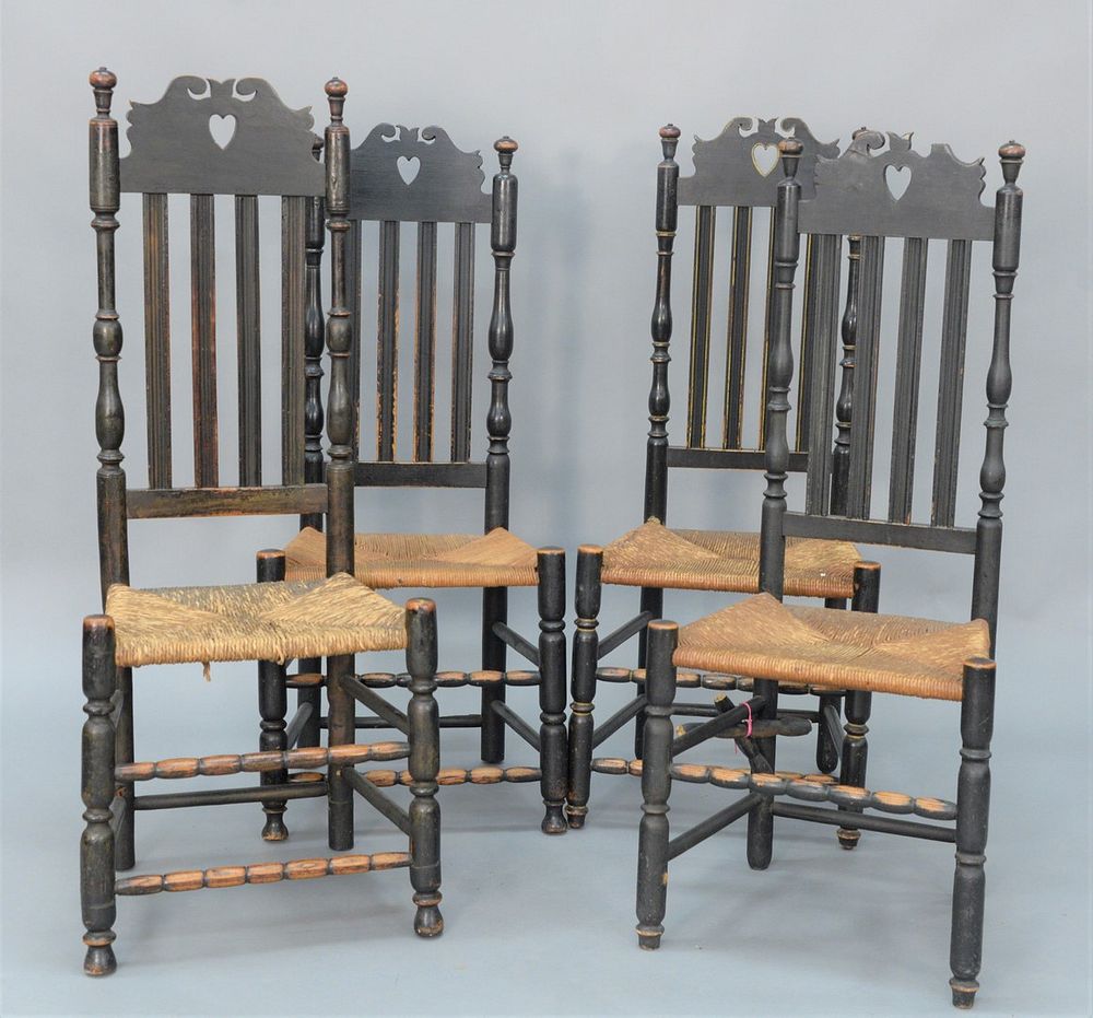 Appraisal: Assembeled Set of Four Bannister Back Side Chairs each having