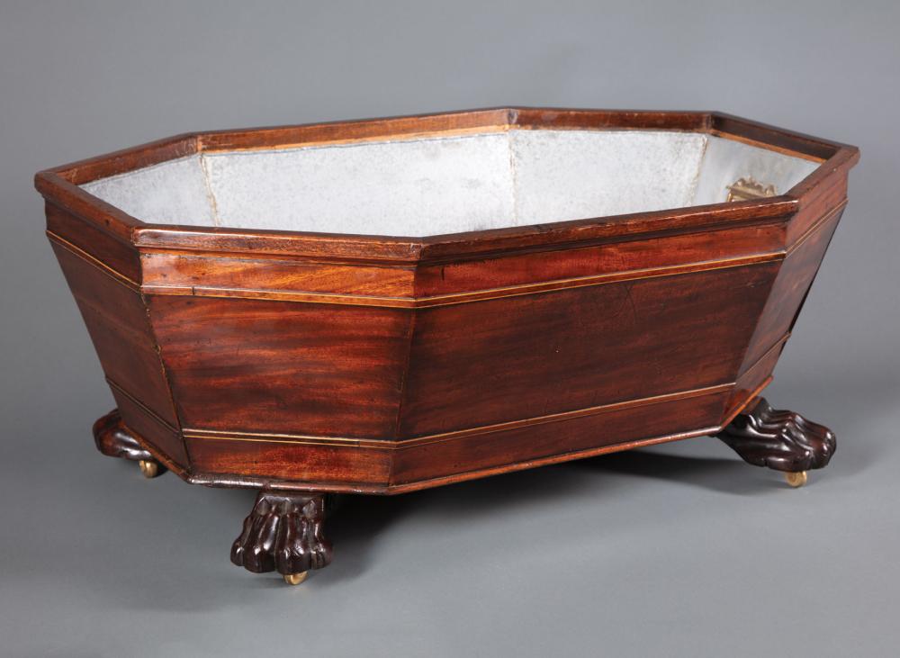 Appraisal: Regency Mahogany Octagonal Wine Cooler of generous size carved paw