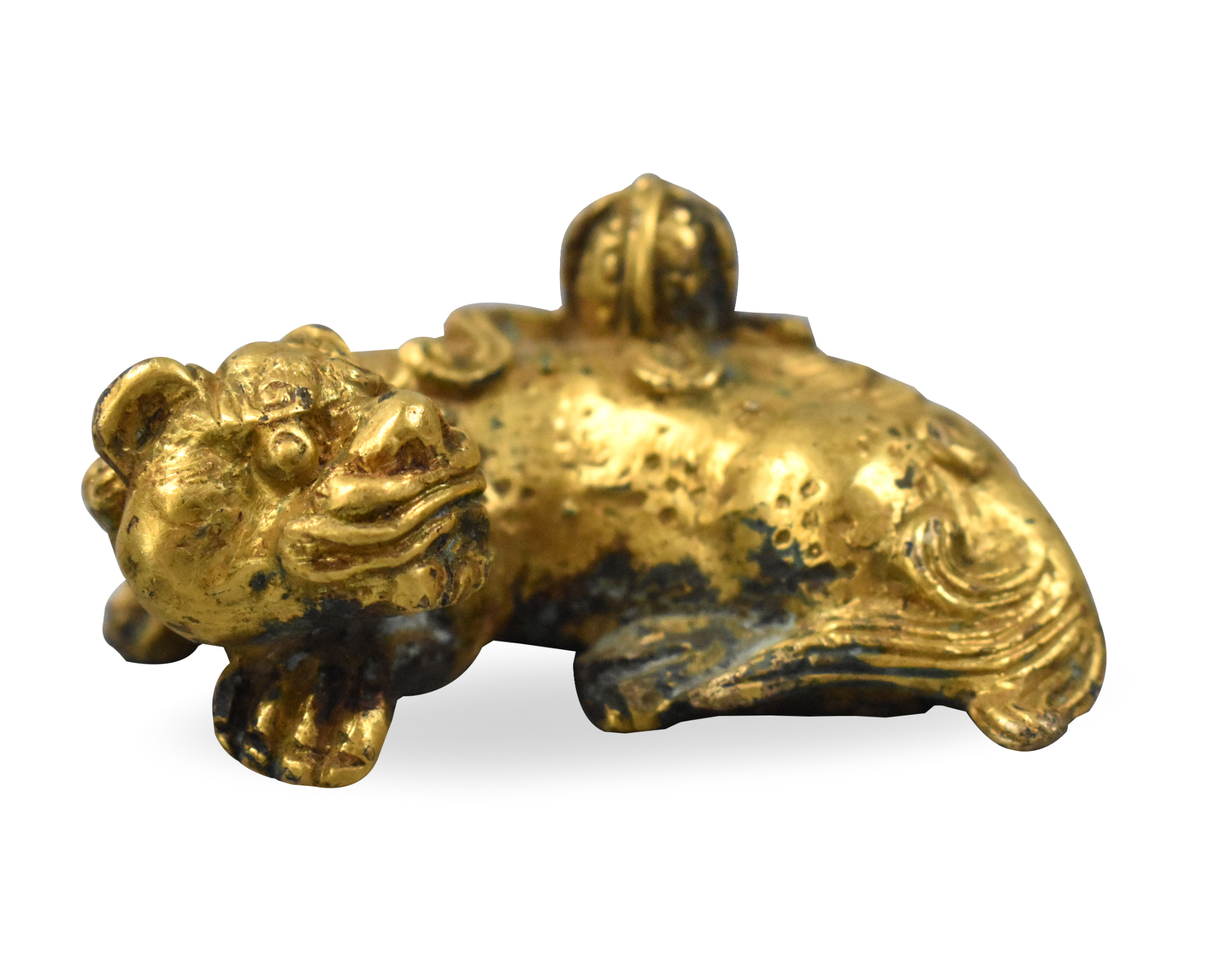 Appraisal: A Chinese gilt bronze beast paperweight of a beast figure