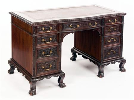 Appraisal: A Victorian acanthus carved mahogany desk By S H Jewell