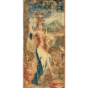 Appraisal: A Continental Wool Tapestry Depicting Pallas Athena th Century feet