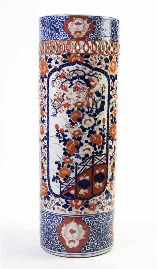 Appraisal: A Chinese Export Porcelain Umbrella Stand of cylindrical form decorated