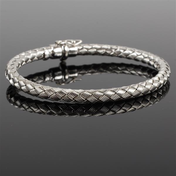 Appraisal: White gold k Italian Woven Snake Bangle Bracelet dwt