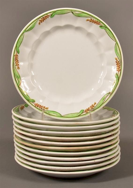 Appraisal: Ironstone China Green Wheat - Plates Twelve Ironstone China Green