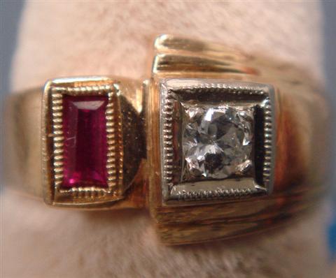 Appraisal: K YG diamond and ruby ring each stone about points