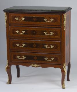 Appraisal: French marble top four drawer chest h French Empire style