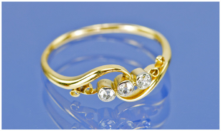 Appraisal: ct Gold Diamond Ring Set With Three Round Brilliant Cut