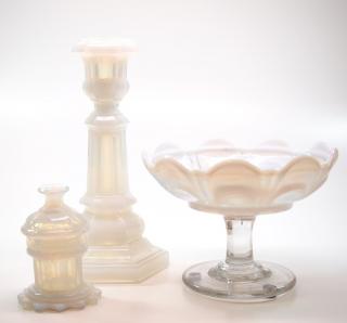 Appraisal: Pressed opalescent table articles three Three mid th century pressed