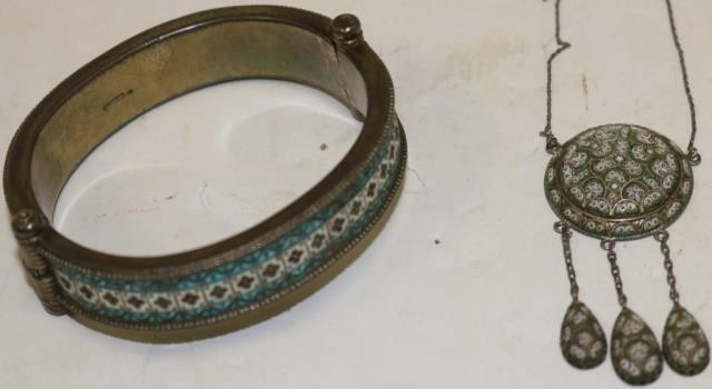 Appraisal: PIECES LATE TH C ENAMEL ON SILVER JEWELRYTO INCLUDE HINGED