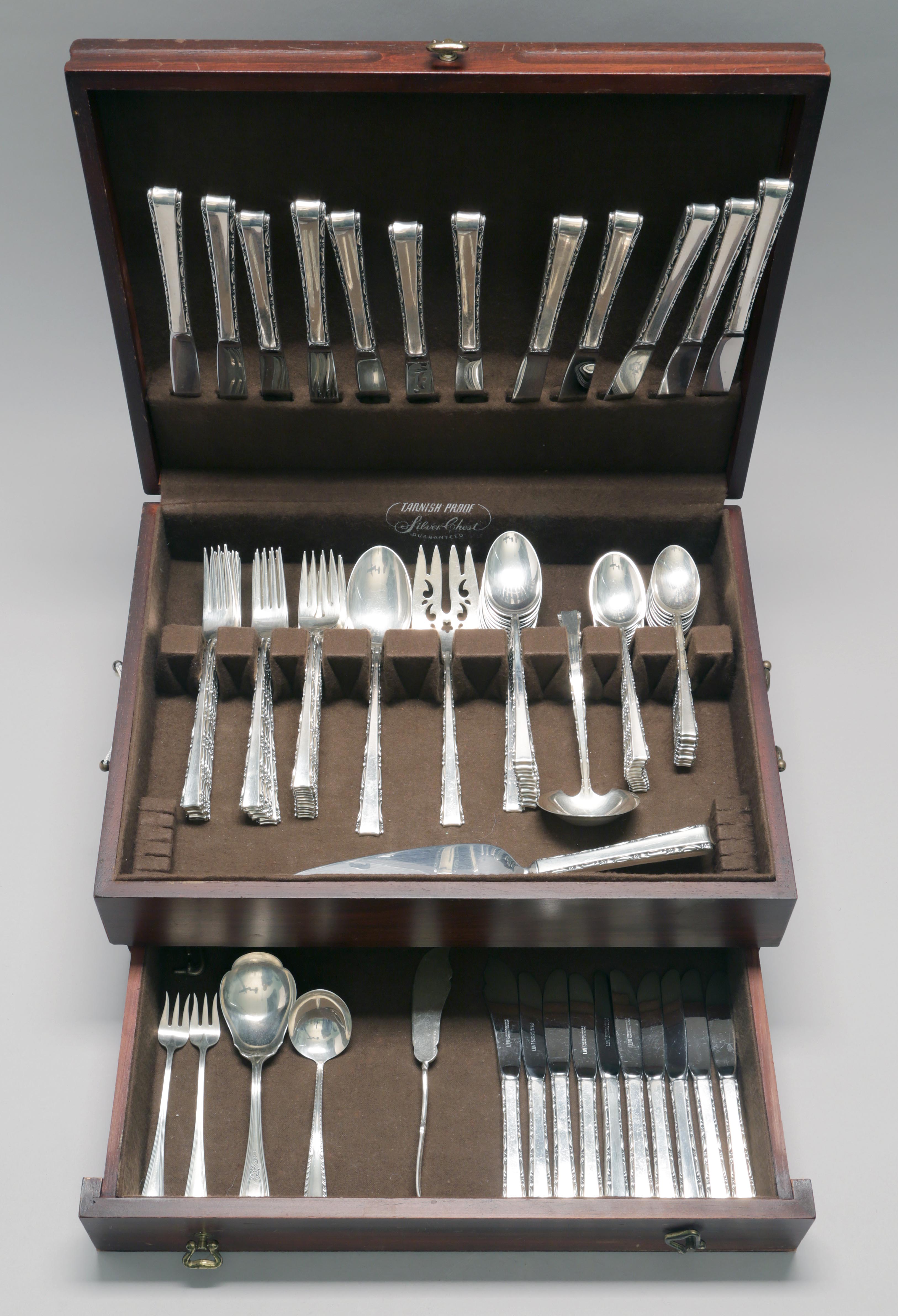 Appraisal: LUNT SILVERSMITHS CASED STERLING SILVER FLATWARE SET In the Madrigal