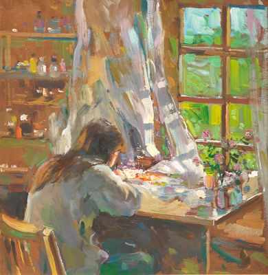 Appraisal: Alexander Kremer Russian b Etude Artist's Wife by the Window