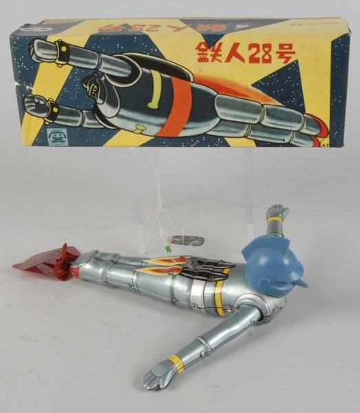 Appraisal: Tin Litho Tetsujin Flying Wind-Up Toy Description Japanese Working Made