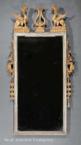 Appraisal: A Large Italian Neoclassical Carved and Gilded Mirror th c