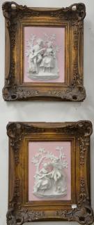 Appraisal: Four framed pieces to included embossed brass framed mirror x