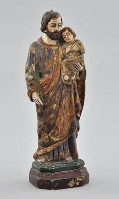 Appraisal: Carved Wood Santos of St Joseph and Jesus Standing approx