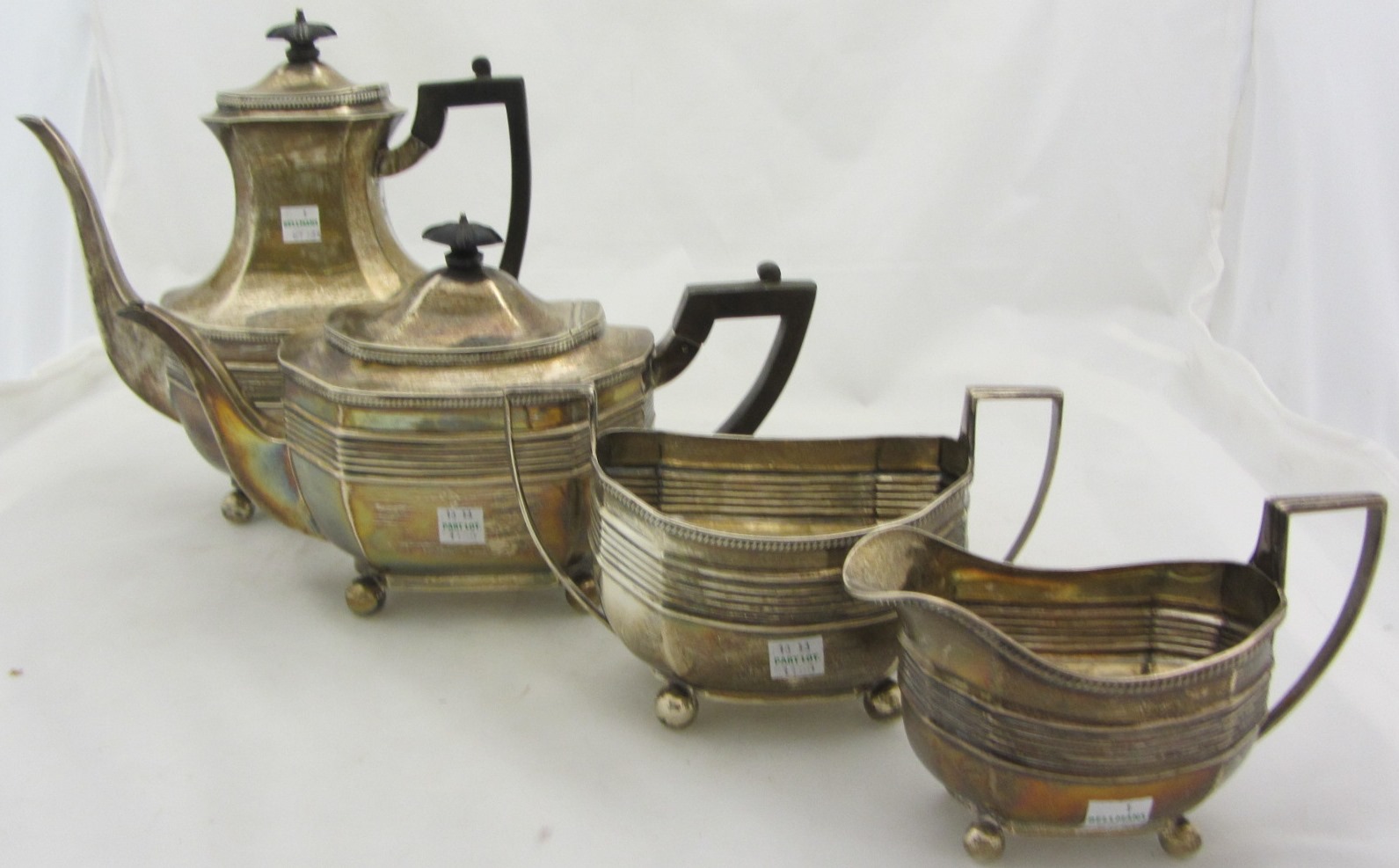 Appraisal: A silver three piece tea set comprising a teapot a