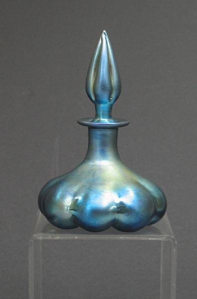 Appraisal: A Steuben blue aurene glass perfume bottle first quarter th