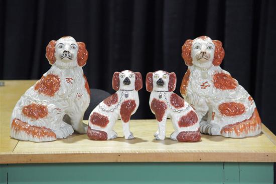 Appraisal: TWO PAIR OF STAFFORDSHIRE DOGS Smaller is marked ''Old Staffordshire