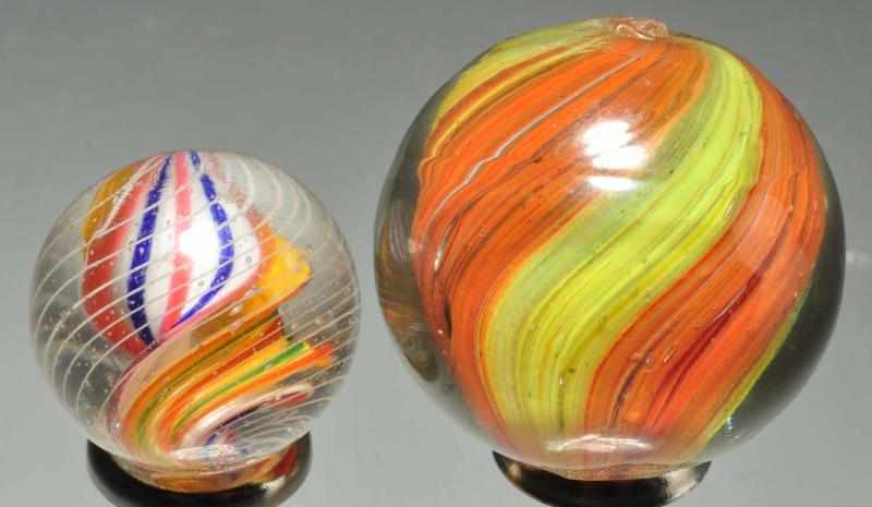 Appraisal: Lot of Handmade Marbles Description Smaller marble is a double