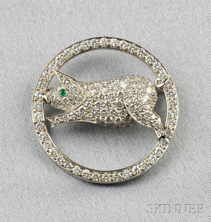 Appraisal: Platinum and Diamond Figural Brooch Cartier London designed as a