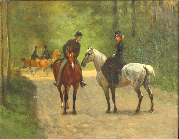 Appraisal: Attributed to John Lewis Brown French - Two riders in