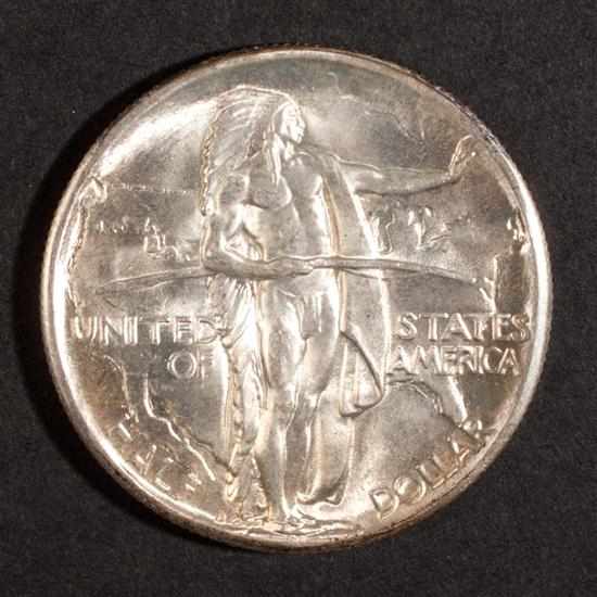 Appraisal: Two United States Oregon Trail commemorative silver half dollars AU-