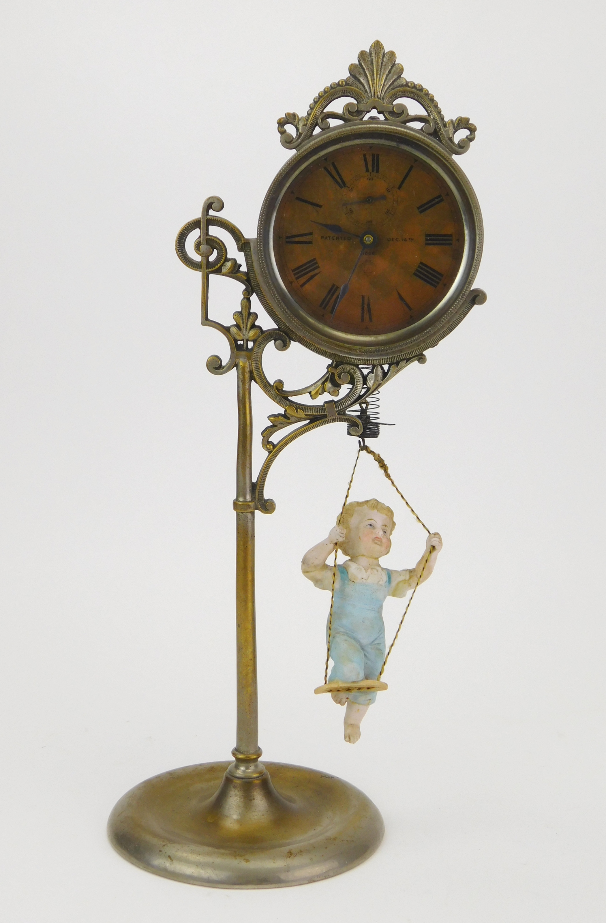 Appraisal: Ansonia bobbing doll shelf clock hour time only nickel case