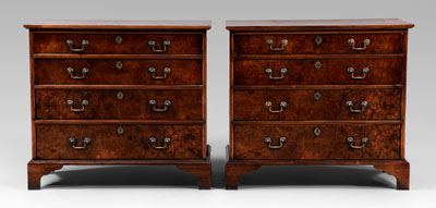 Appraisal: Pair Chippendale style burlwood bachelor's ch