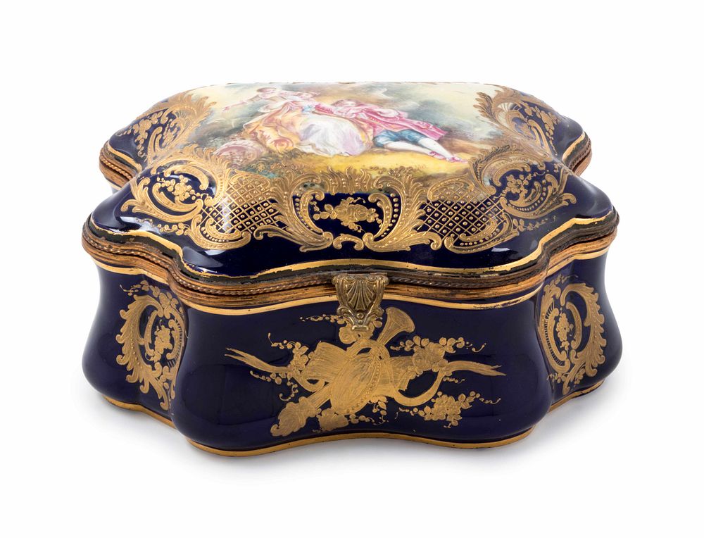 Appraisal: A Sevres Style Painted and Parcel Gilt Porcelain Table Casket