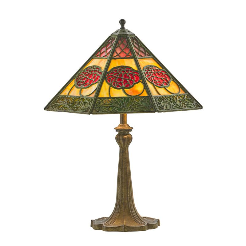 Appraisal: BRADLEY HUBBARD Table lamp Condition Report Patina and glass appear