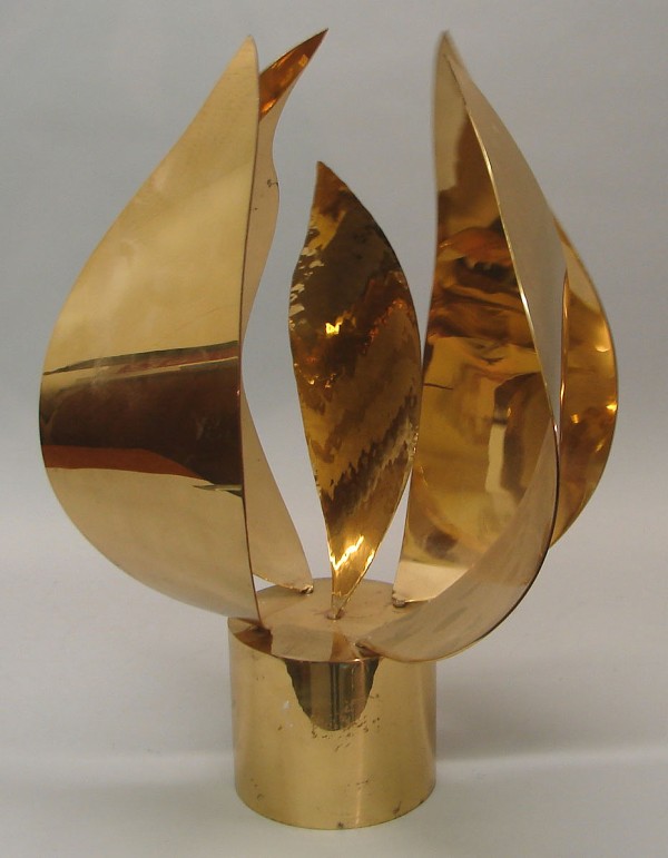 Appraisal: Brass sculpture with five moving sections attached to a column