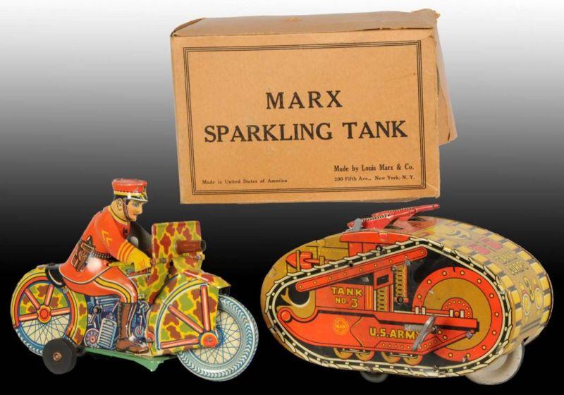 Appraisal: Lot of Tin Marx Wind-Up Toys Description American Includes Army