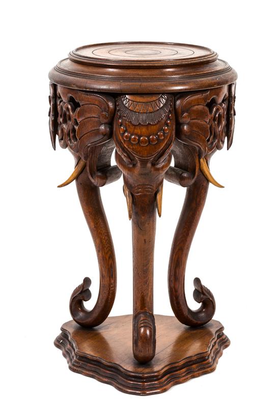 Appraisal: Sale Lot An Anglo-Indian Carved Oak Pedestal Table th century