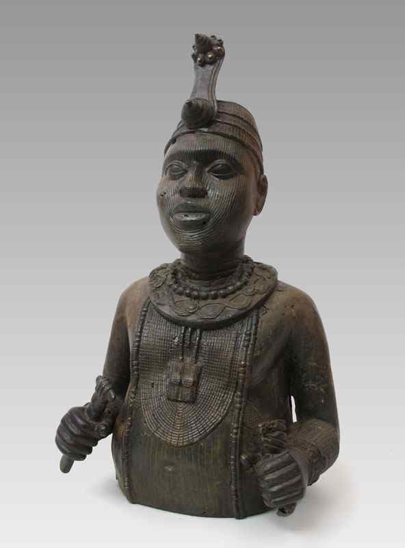 Appraisal: IFE AFRICAN METAL FIGURE SCULPTURE Approx '' h x ''