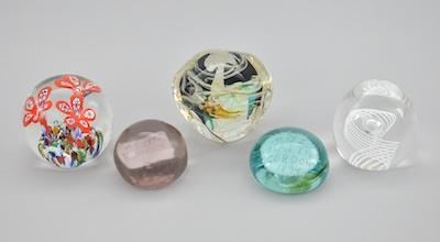 Appraisal: Five Blown Glass Paperweights Including two th century paperweights with