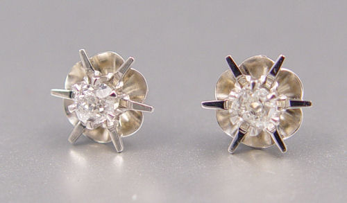 Appraisal: K CTW SOLITAIRE BUTTERCUP EARRINGS K white gold buttercup solitaire